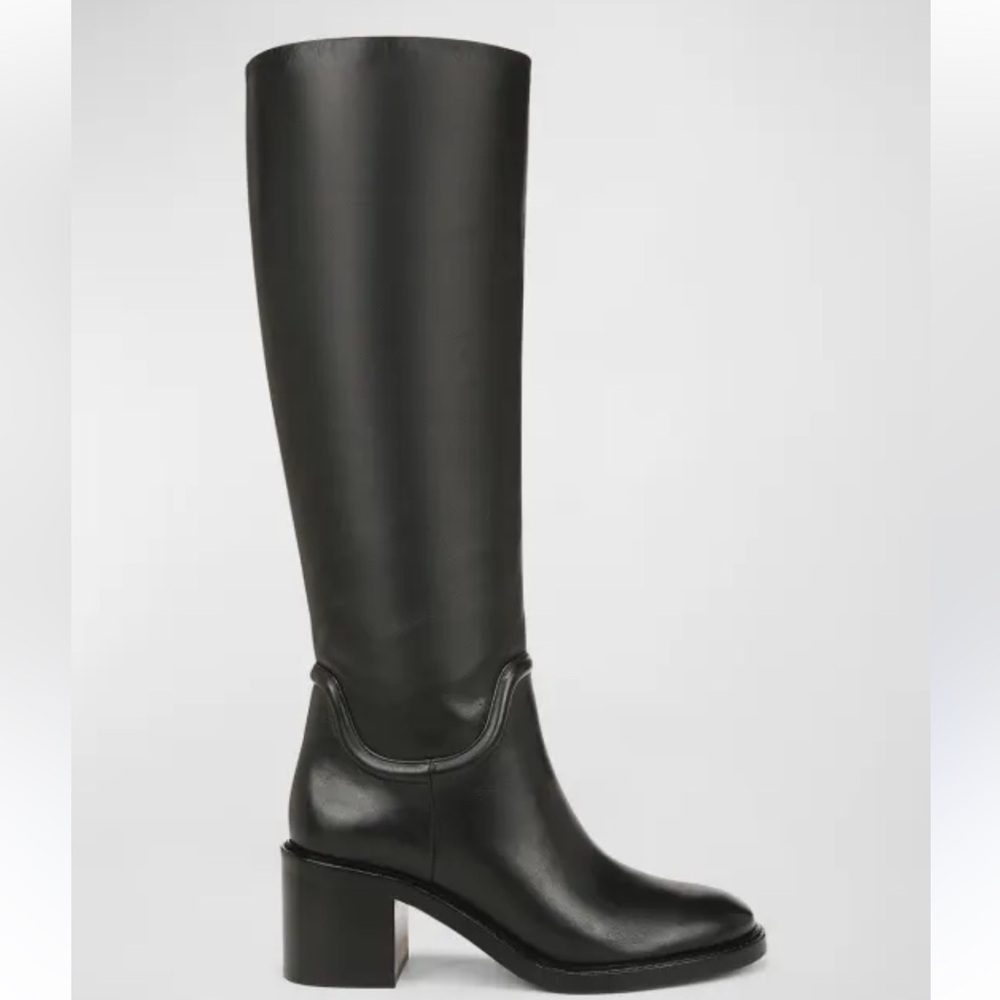 Vince Fabian Block-Heeled black 
Leather Boots women size 6.5 NEW